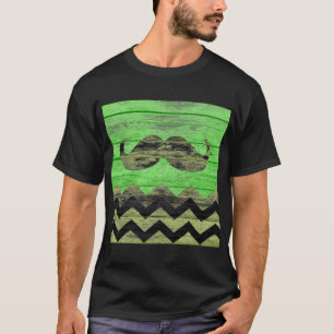 Moustache Chevron Vintage Wooden T-Shirt
