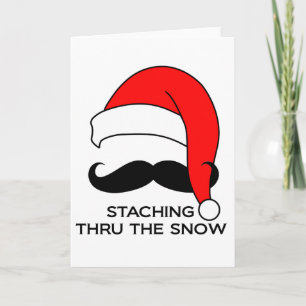 Moustache Christmas - Staching thru the snow Holiday Card
