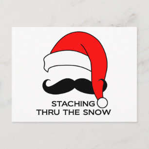 Moustache Christmas - Staching thru the snow Holiday Postcard
