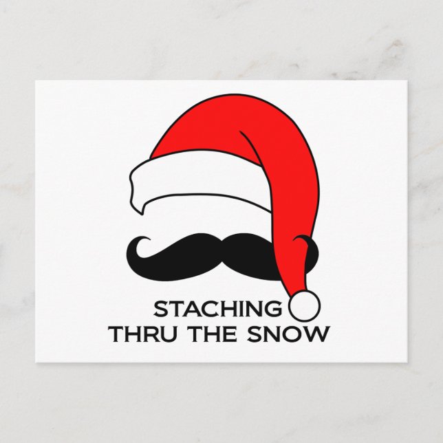 Moustache Christmas - Staching thru the snow Holiday Postcard (Front)