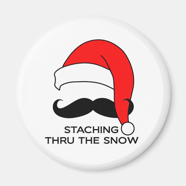 Moustache Christmas - Staching thru the snow Magnet (Front)