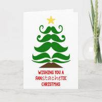Moustache Christmas tree card customise