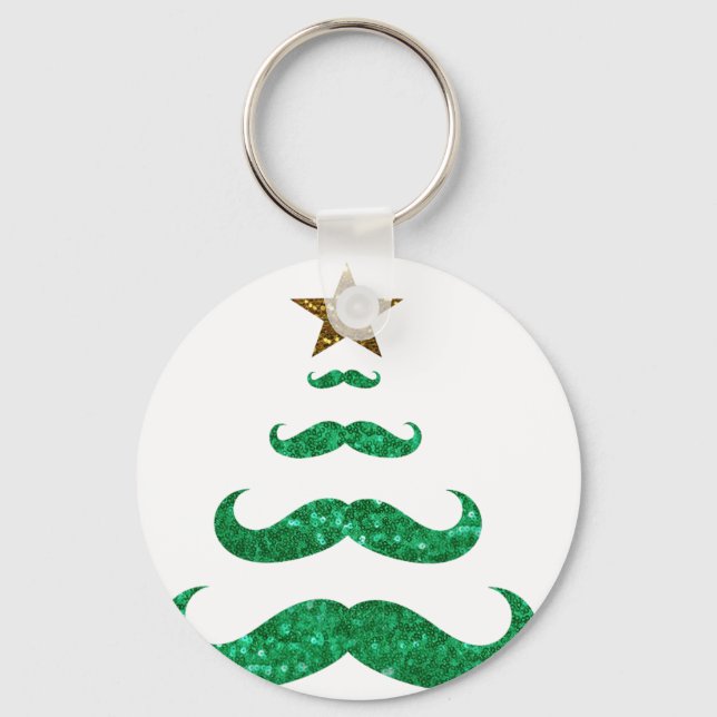 moustache christmas tree key ring (Front)