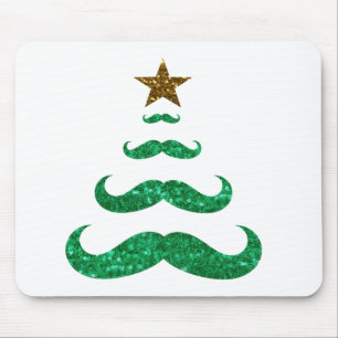 moustache christmas tree mouse mat