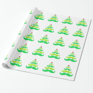 Moustache Christmas Tree Wrapping Paper