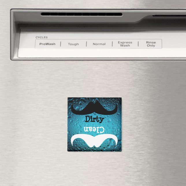 Moustache Clean dirty blue water drop dishwasher Magnet (In Situ (Dishwasher))