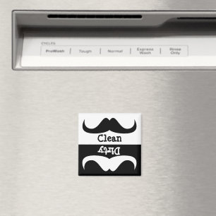 Moustache Clean dirty washing machine dishwasher Magnet