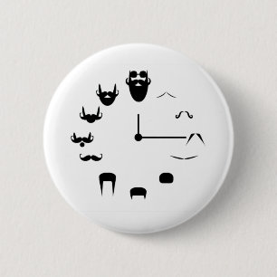 Moustache Clockface 6 Cm Round Badge