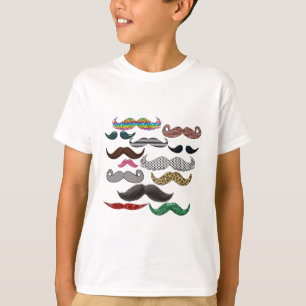Moustache Collage Moustaches Popular Add Colour T-Shirt