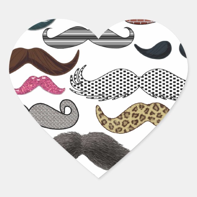 Moustache Collage Moustaches Popular Add Colour Te Heart Sticker (Front)