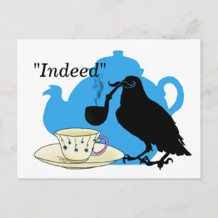 Moustache crow postcard