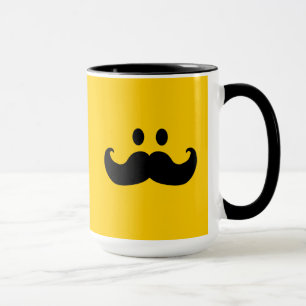 Moustache Customisable background colour) Mug
