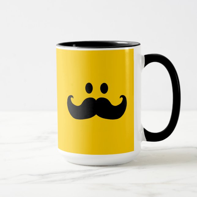 Moustache Customisable background colour) Mug (Right)