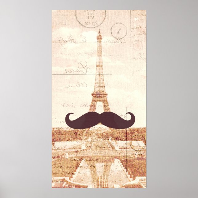Moustache Eiffel Tower Poster (Front)
