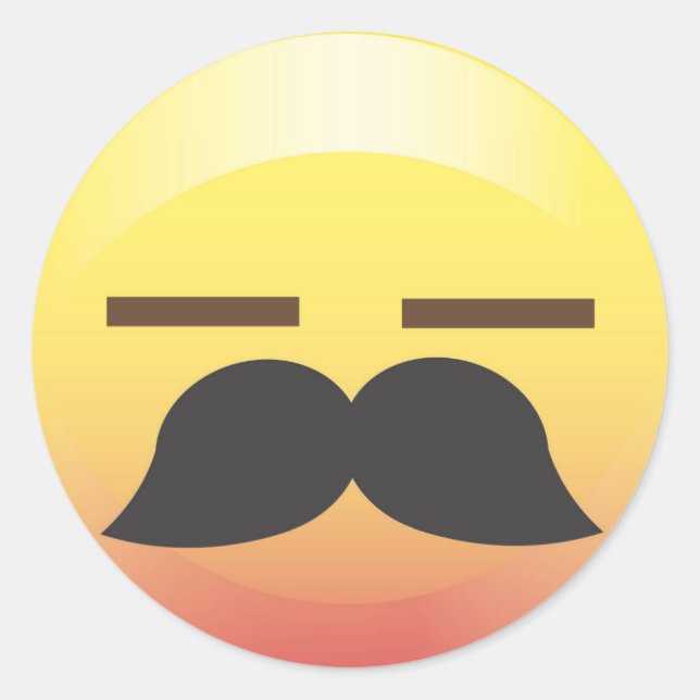 Moustache Emoji Sigh Party Sticker (Front)