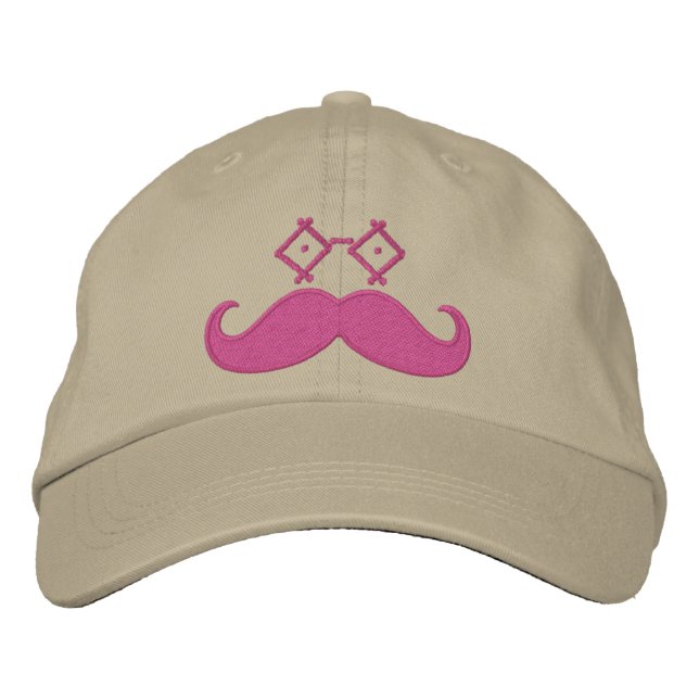 Moustache Eyeware PINK Embroidered Hat (Front)