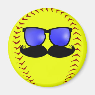 Moustache Fastpitch Softball Magnet
