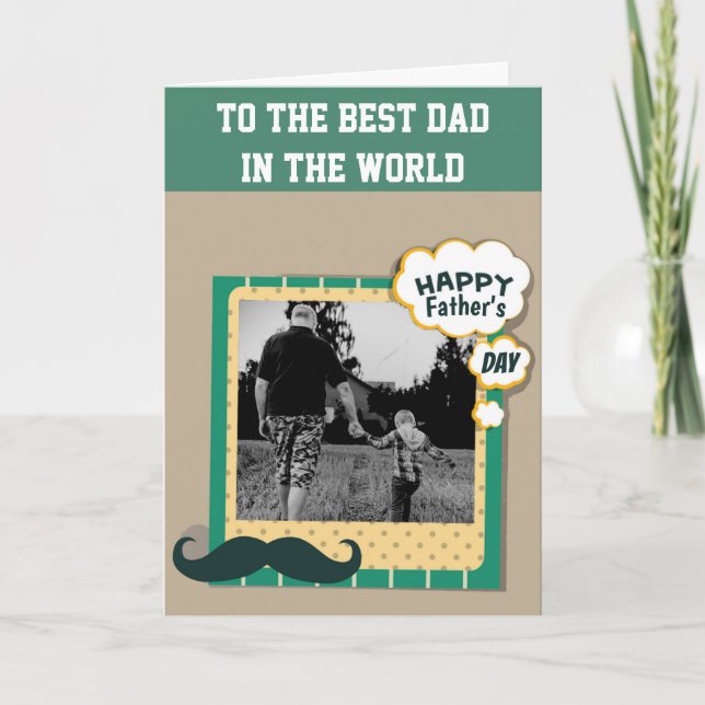 Moustache Father's Day Custom Photo Card (Front)