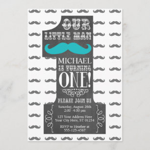 Moustache First Birthday Invitation with Envelopes
