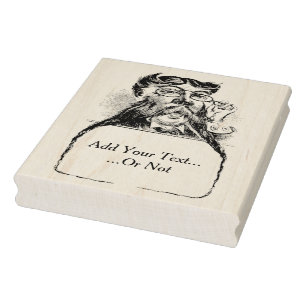 Moustache Frame with Man Vintage Rubber Art Stamp