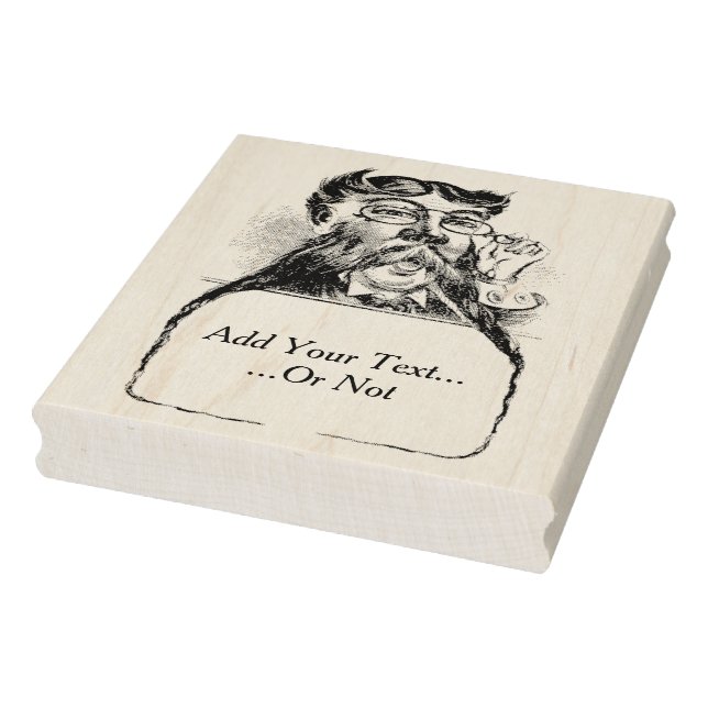 Moustache Frame with Man Vintage Rubber Art Stamp (Stamp)
