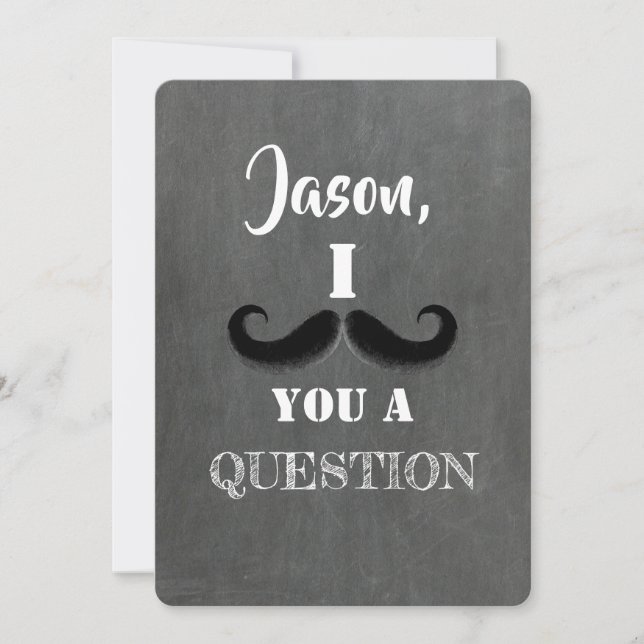 Moustache Funny Groomsman or Best Man Proposal Invitation (Front)