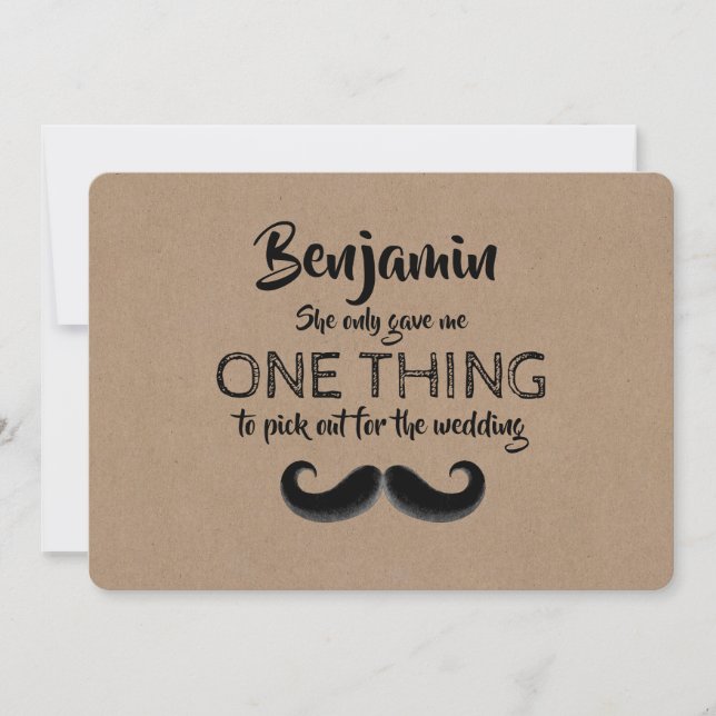 Moustache Funny Groomsman or Best Man Proposal Invitation (Front)