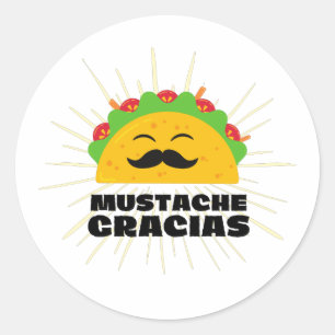 Moustache Gracias, Spanglish Classic Round Sticker