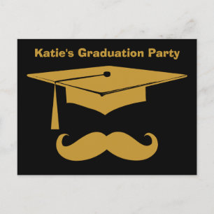 Moustache Graduation Invitation Postcard