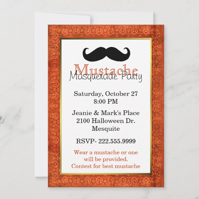 Moustache Halloween Party Invitation (Front)