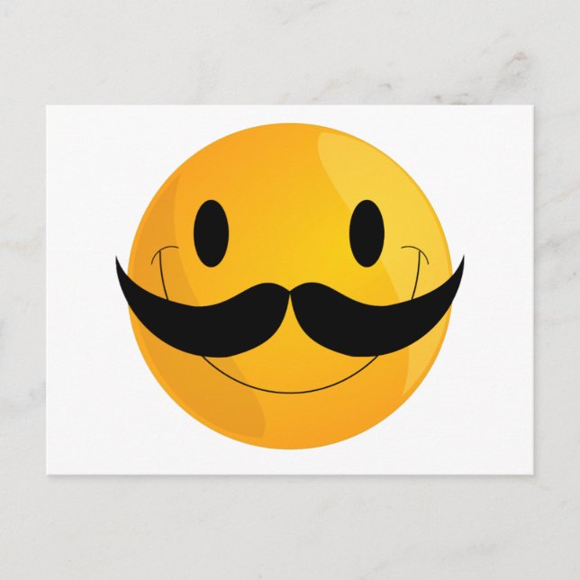 Moustache Happy Face Emoji Postcard (Front)