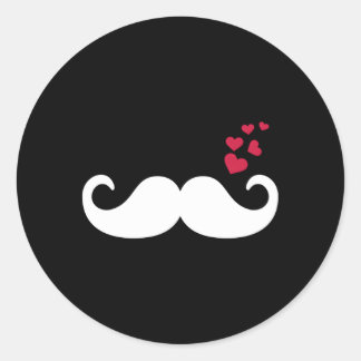 Moustache He Classic Round Sticker