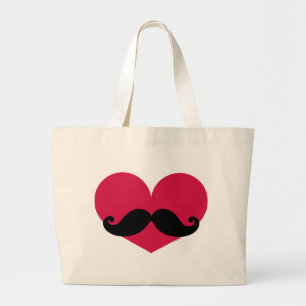 Moustache Heart Large Tote Bag