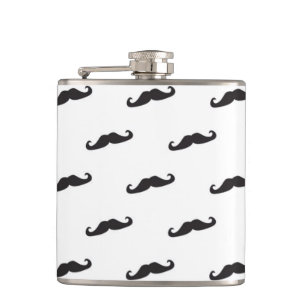 Moustache hipster pattern 2 hip flask