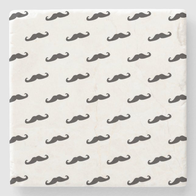 Moustache hipster pattern 2 stone coaster (Front)
