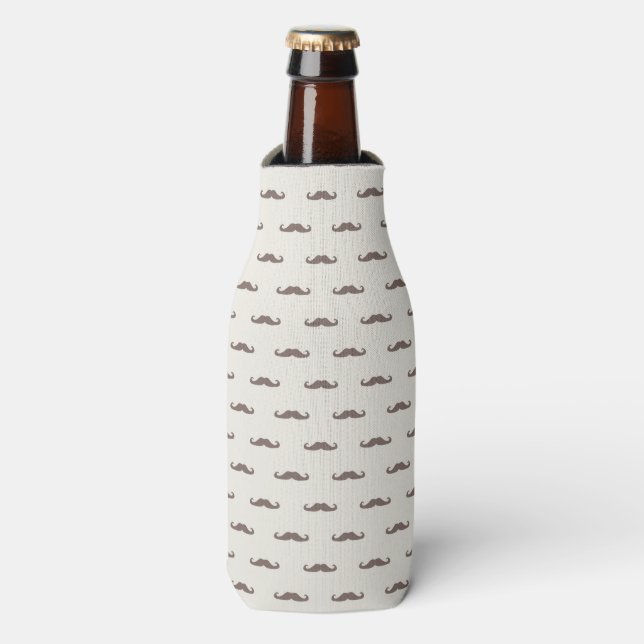 Moustache hipster pattern 3 bottle cooler (Bottle Front)