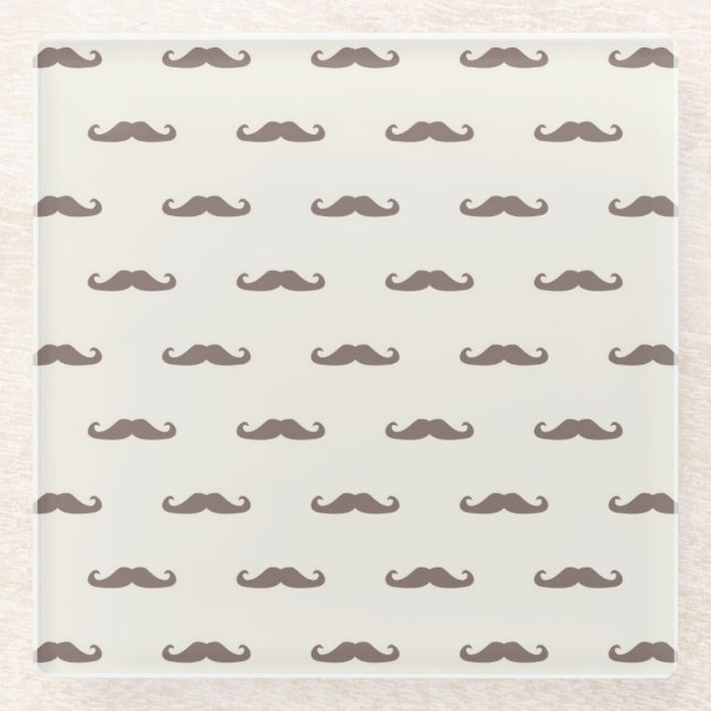 Moustache hipster pattern 3 glass coaster (Front)
