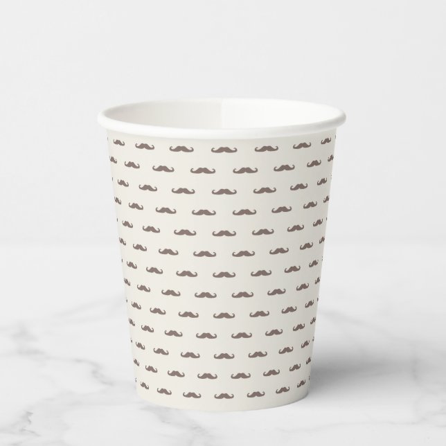 Moustache hipster pattern 3 paper cups (Left)
