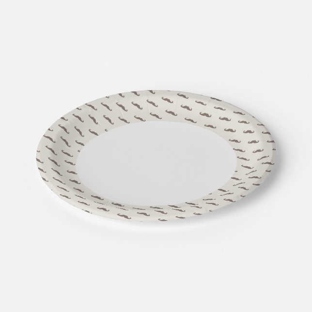 Moustache hipster pattern 3 paper plate (Angled)