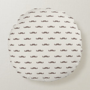 Moustache hipster pattern 3 round cushion