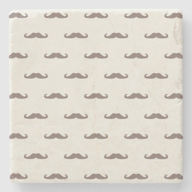 Moustache hipster pattern 3 stone coaster (Front)
