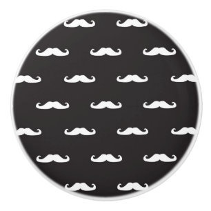 Moustache hipster pattern ceramic knob