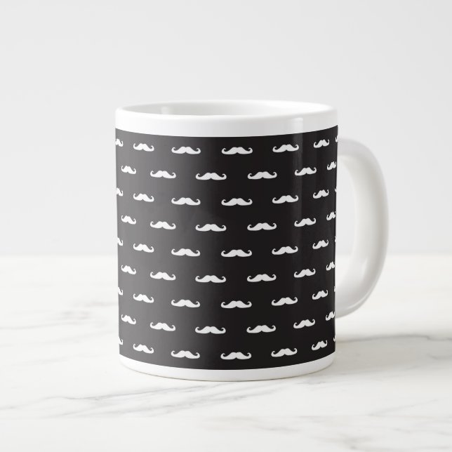 Moustache hipster pattern large coffee mug (Front Right)