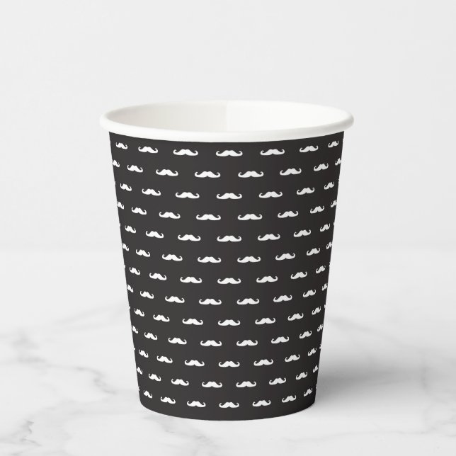 Moustache hipster pattern paper cups (Left)