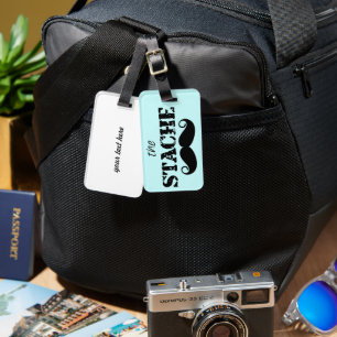 Moustache Hipster Retro Pattern Luggage Tag
