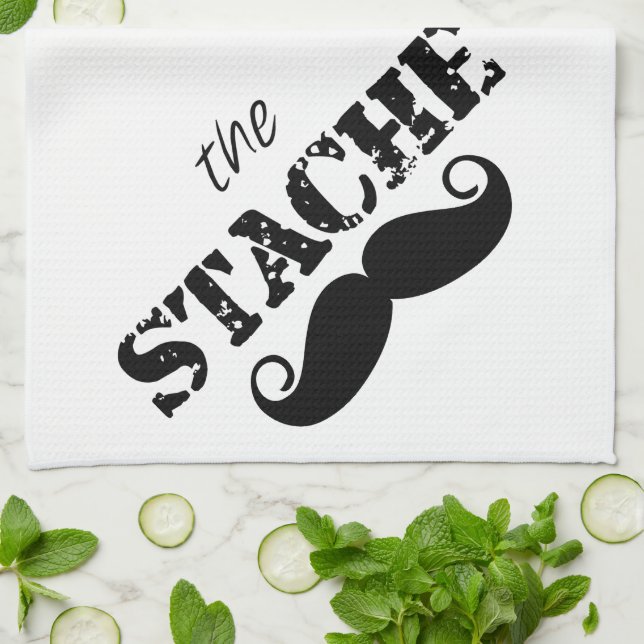 Moustache Hipster Retro Pattern Tea Towel (Folded)