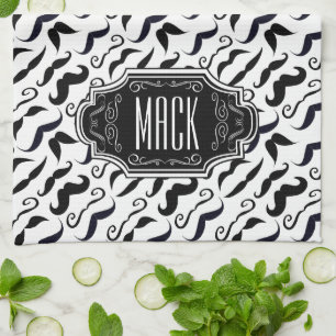 Moustache Hipster Retro Pattern Tea Towel