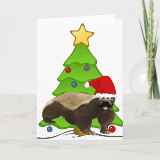 Moustache Honey Badger Santa Holiday Card