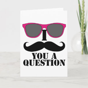 Moustache Humour with Pink Sunglasses Card