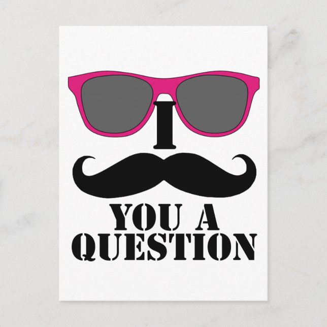 Moustache Humour with Pink Sunglasses Postcard (Front)